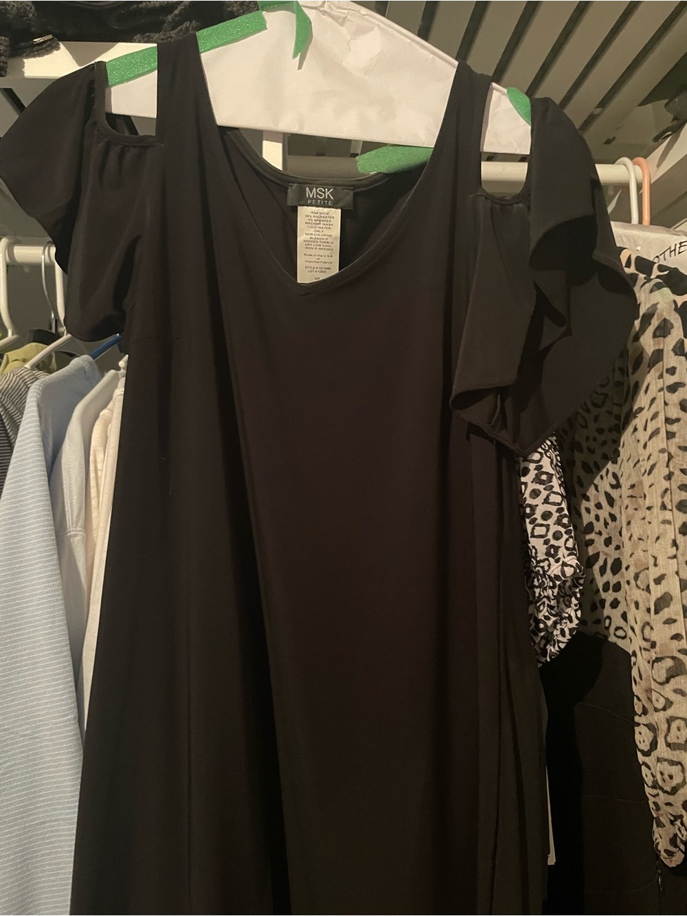 MSK Black Cold-Shoulder Ruffle Sleeve Tunic